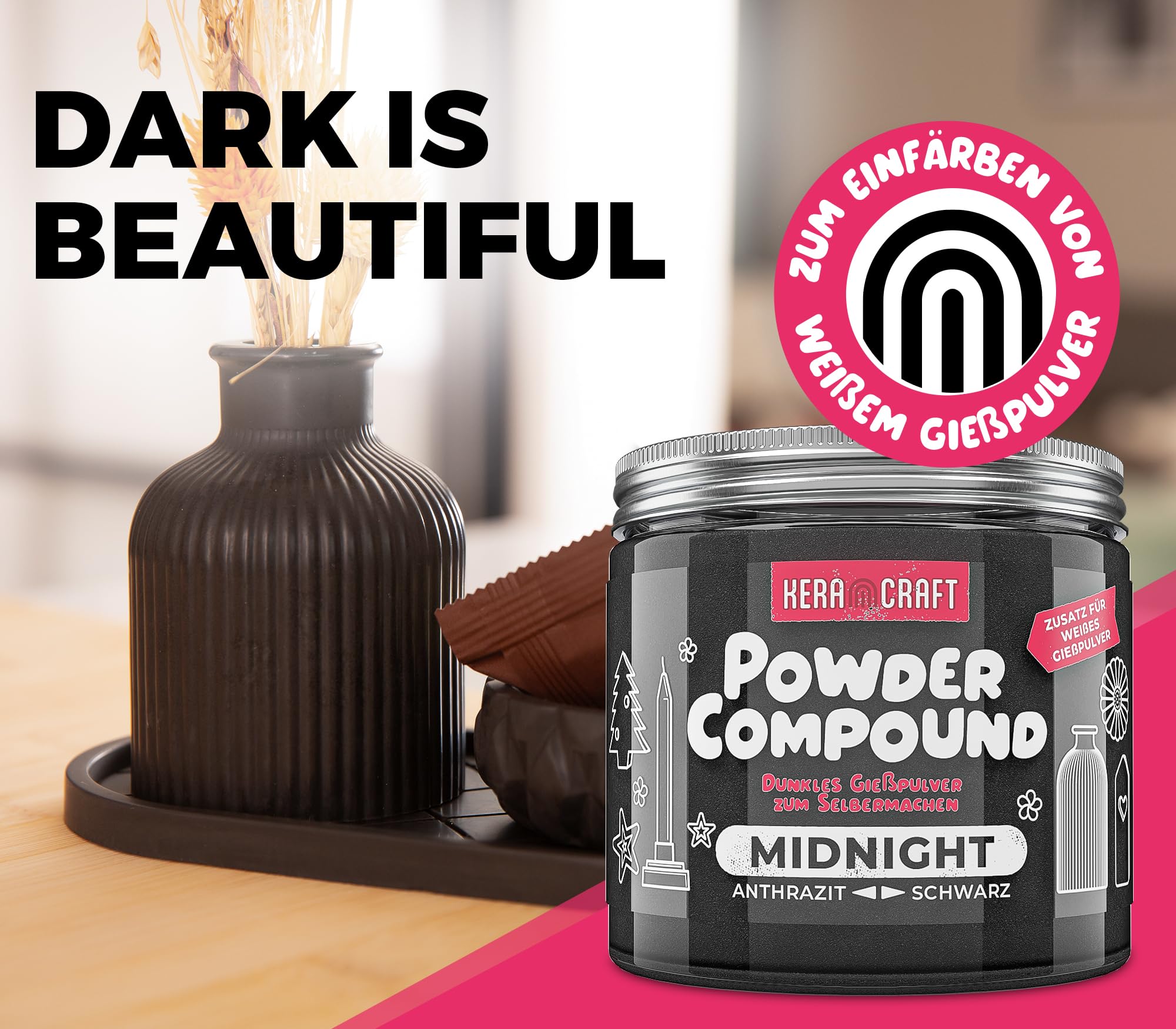 Powder Compound Midnight Keracraft - Polvere Colorante Per Gessi Artigianali - 500 G - Colore Nero Intenso - Foto 7
