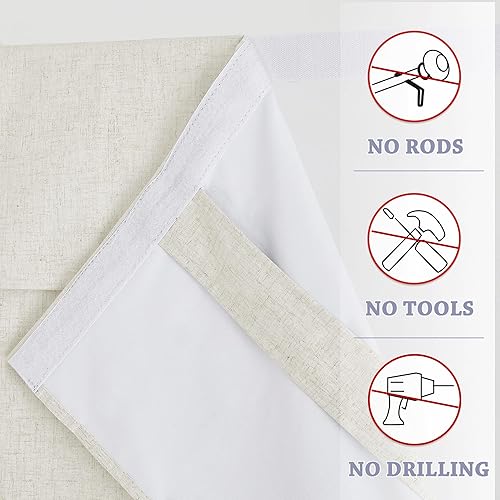 Miniatura 3 de RYB HOME - Cortinas de puerta 100% opacas para luz lateral, mezcla de lino natural, persianas de privacidad para puerta francesa, aislamiento