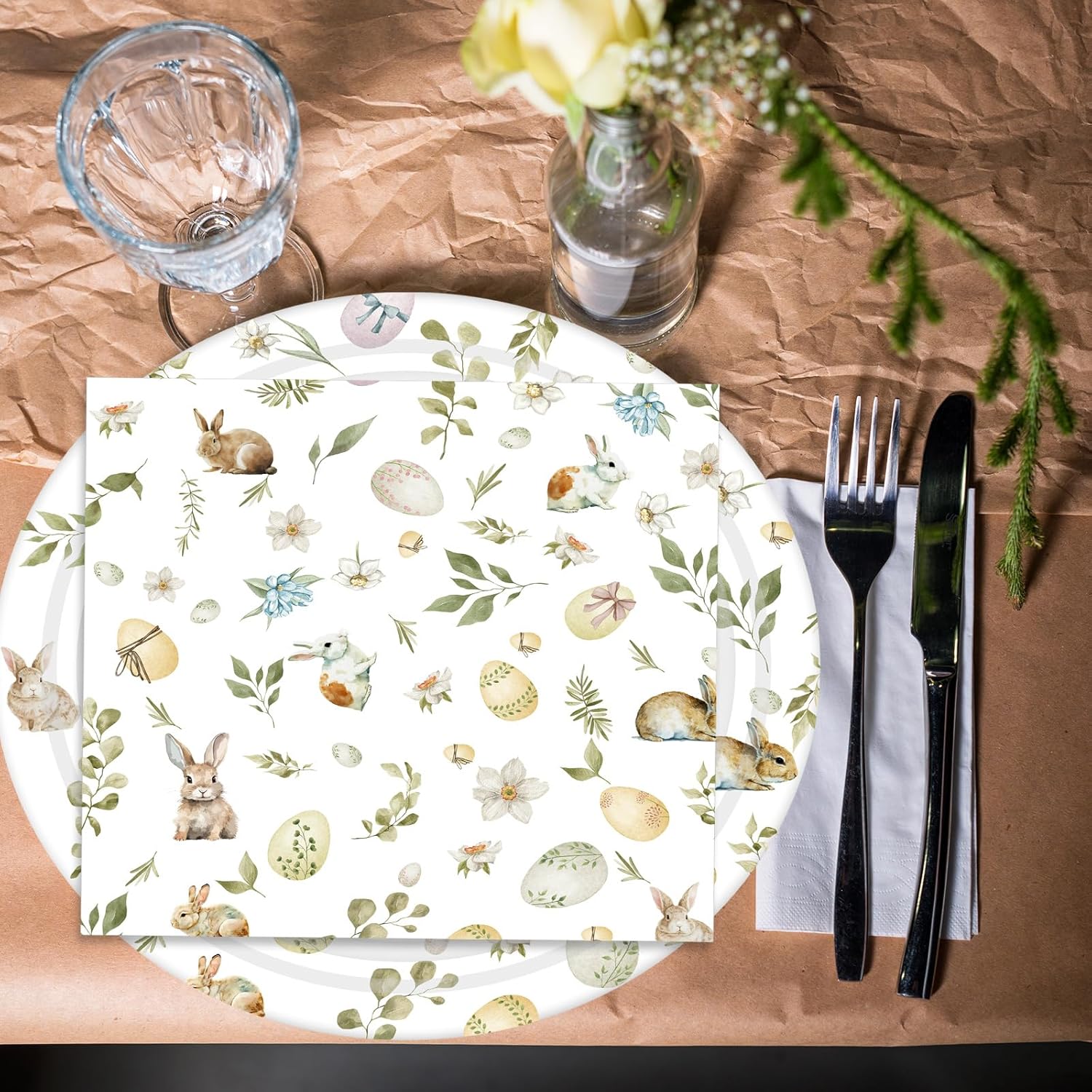 Havawish 150Pcs Easter Paper Plates and Napkins Sets 50Pcs 11 Inch Easter Disposable Oval Plates and 100 Pcs 13 Inch Easter Paper Napkins for Easter Spring Holiday Party Supplies(Happy Easter)