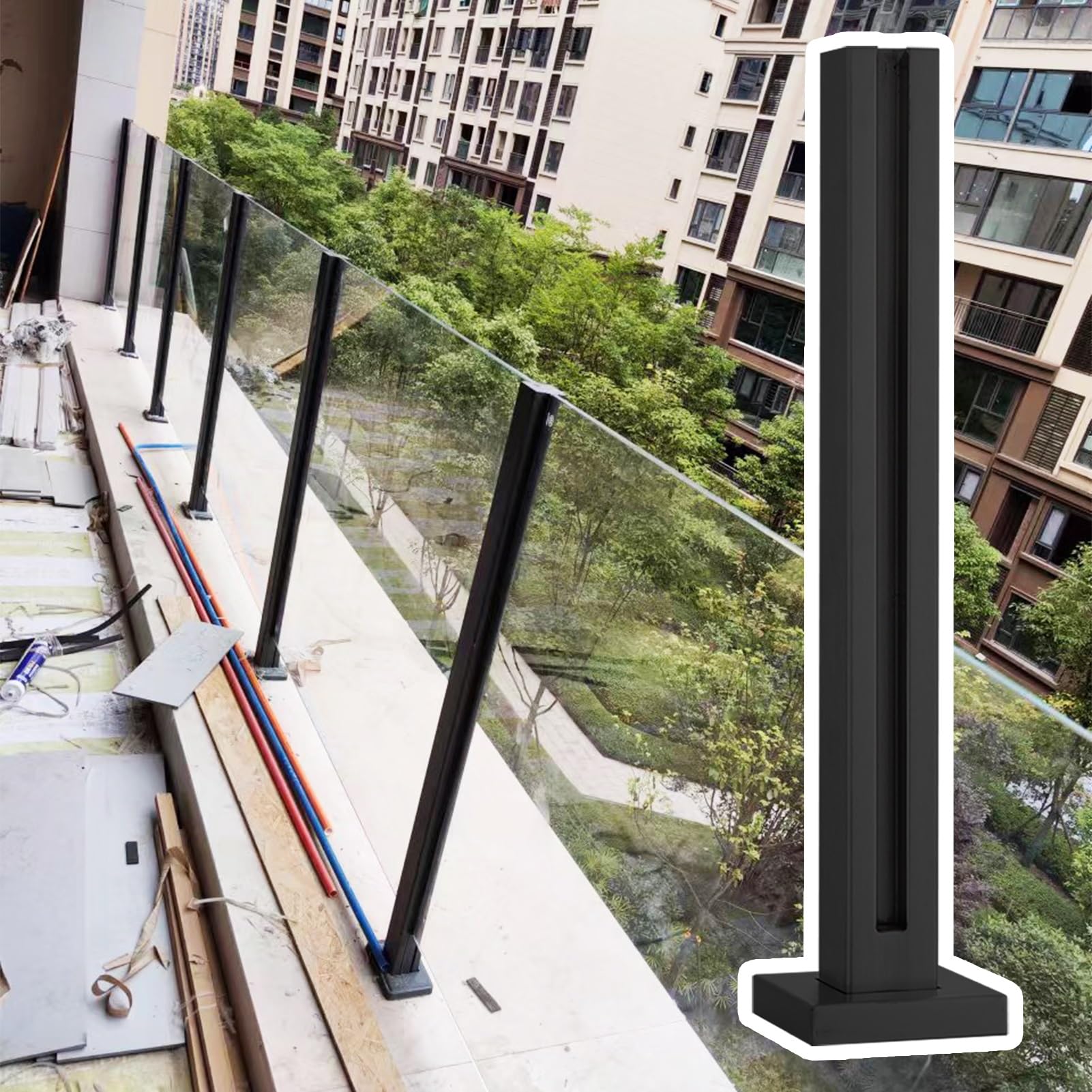 Poteau de garde-corps pour balcon en verre 10mm de piscine et loft
