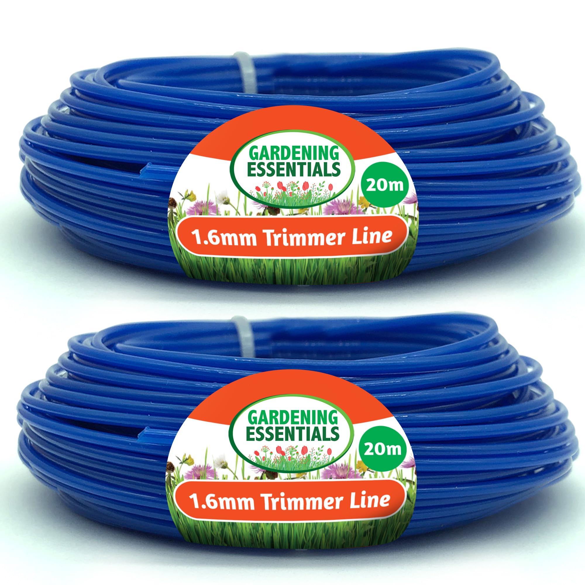 SOL 2pk Trimmer Line 20m x 1.6mm Blue Strimmer Wire, Durable and Flexible Nylon Cord for Grass Cutting, Weed Trimming & Garden Maintenance, Easy to Install Universal Fit for Electric & Petrol Strimmer