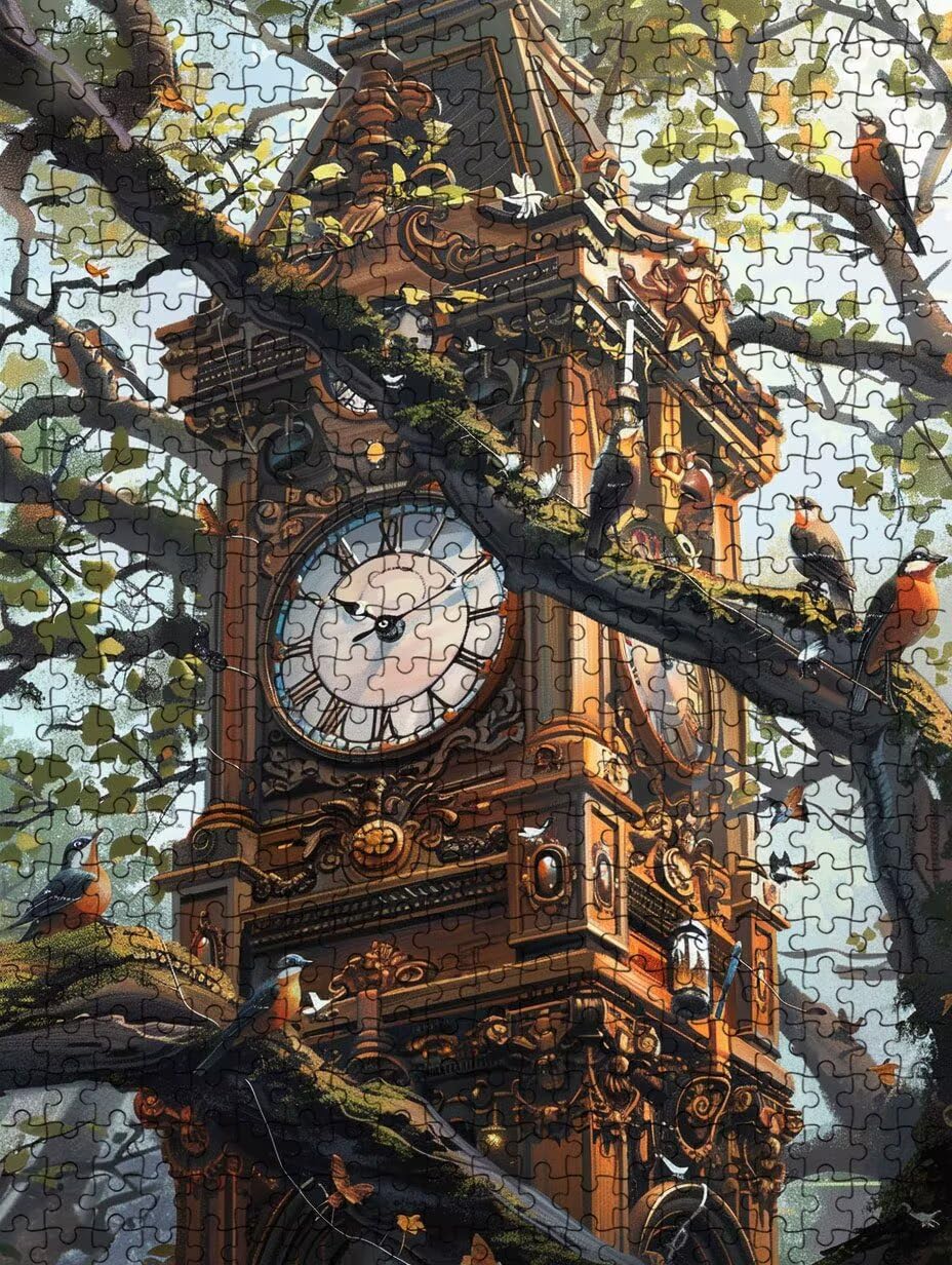 FNKL2-763 budzik z motywem ptaka, 5000 elementów, 5000 elementów, złożone puzzle, rodzinna aktywność, do dekoracji ścian i prezentów
