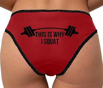 Knaughty Knickers This Is Why I Squat - Great Butt - Phat Ass Pawg - Adult Design Red and Black Bikini Panties