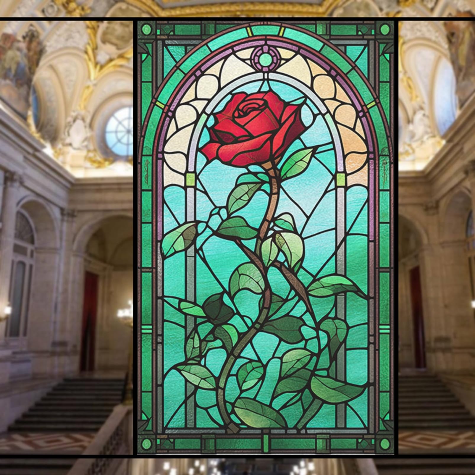 Amazon｜ステンドグラスシール 教会 洋風 アンティーク 目隠しシート