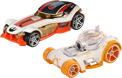 Hot Wheels Coche de personajes de Star Wars 2 unidades BB-8 y Poe Dameron