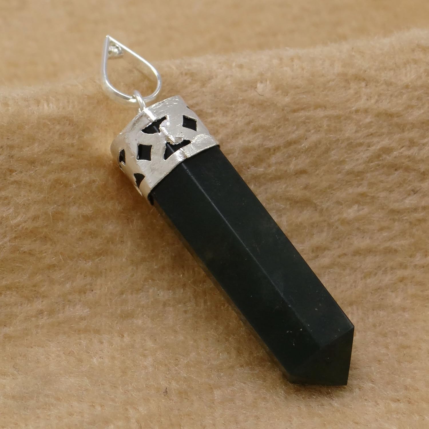 Harmonize Dark Green 6 Sided Wand Reiki Healing Stone Blood Stone Pencil Pendant Gemstone Spiritual Healing - Image 4