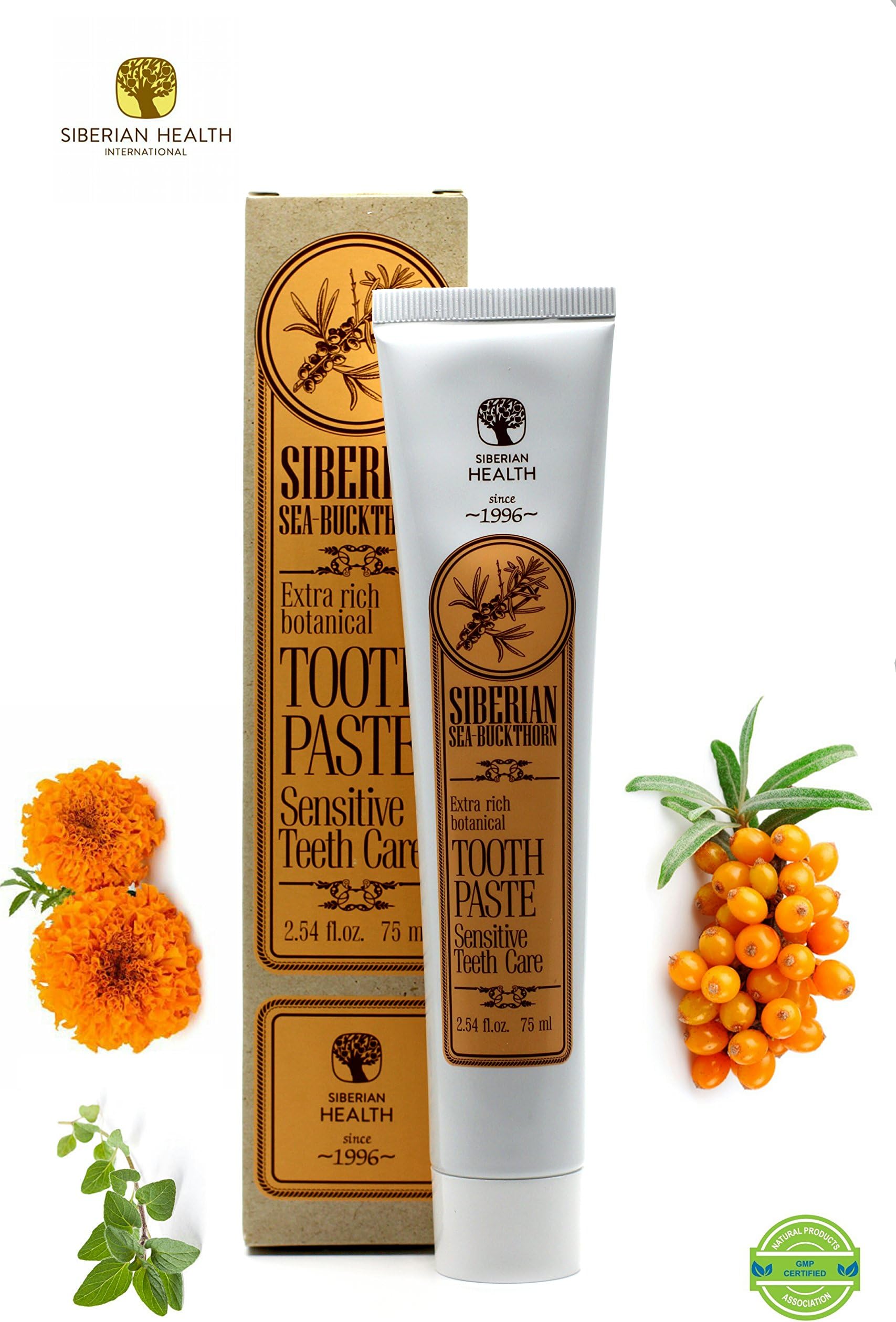 Natural SENSITIVE TEETH CARE Toothpaste, heal ORAL SORES and BLEEDING GUMS, fight BACTERIA and TOOTH DECAY, inhibit BAD BREATH, very rich in ESSENTIAL OILS, FLUORIDE FREE (SEA BUCKTHORN)