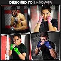 Vista 7 de WYOX Guantes interiores de boxeo para hombres y mujeres, medio dedo debajo de los guantes con vendajes elásticos para protección de puños, ideales