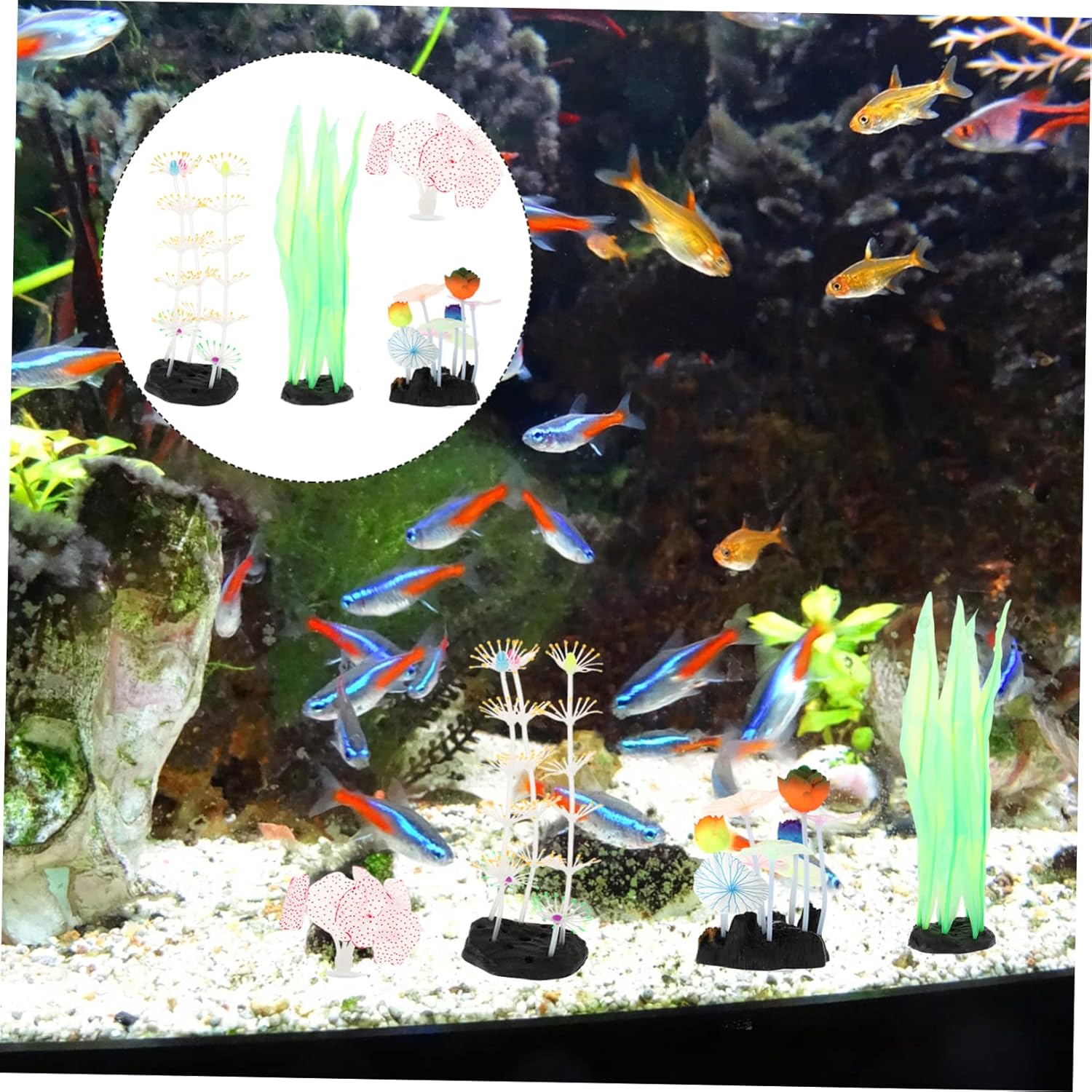 4pcs Coral Plant Fish Tank Aquarium Decorations Fluorescence Marine Ornaments for Fish Tank Landscape