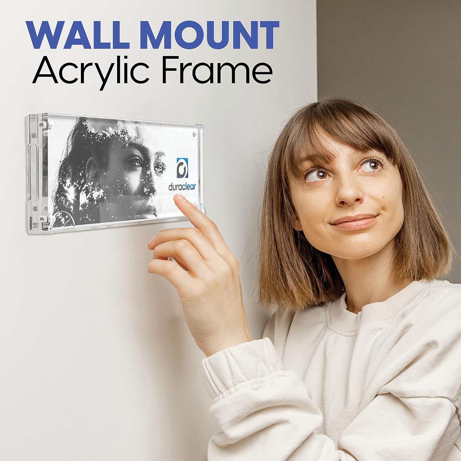 Mammoth DuraClear Wall Mount Kit for 4x10 Acrylic Picture Frames, Hardware Installation Kit and Double Sided Tape Inclusive (Landscape Orientation)
