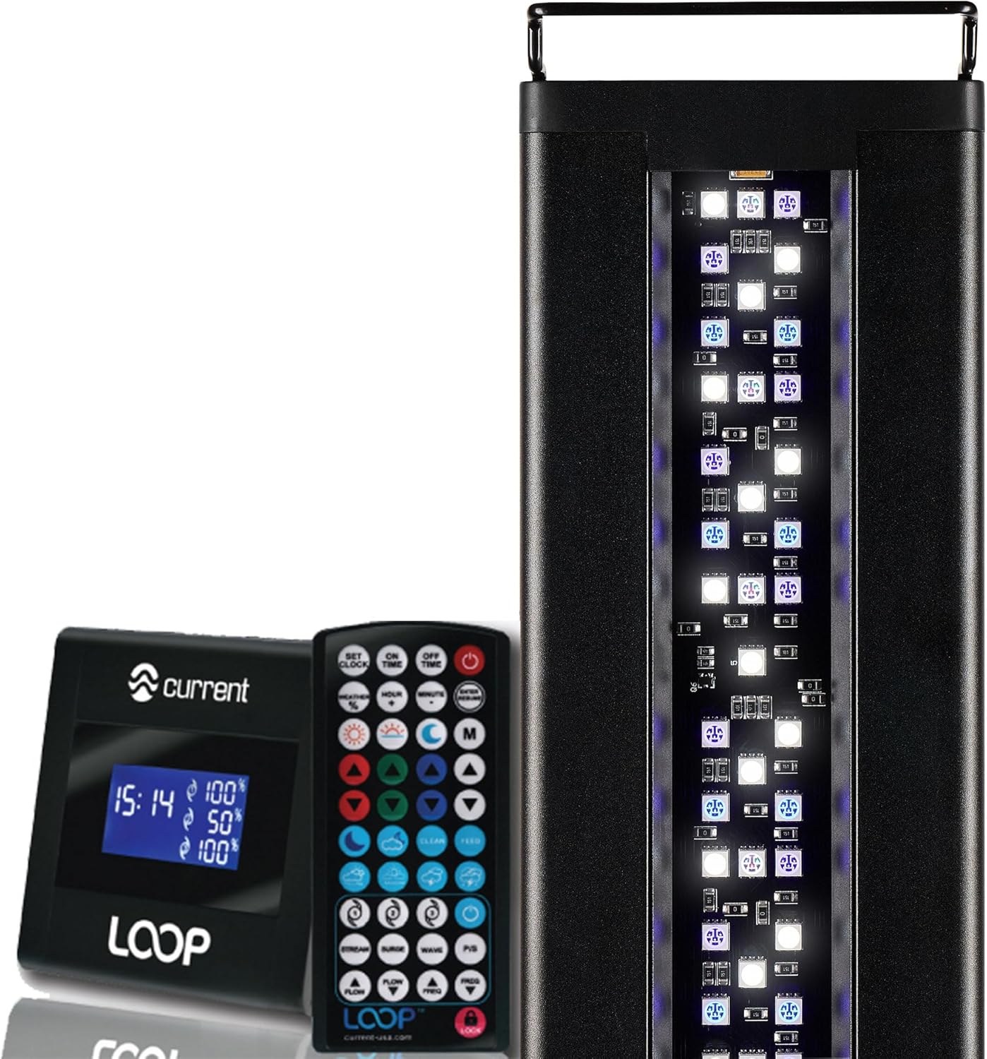 Current USA 36-48" Inch Orbit Marine LED Saltwater Reef Marine Aquarium Light | 24 Hour IR Lighting & eFlux Wave Pump Control | Adjustable Color Spectrum for Fish Tank (4102)