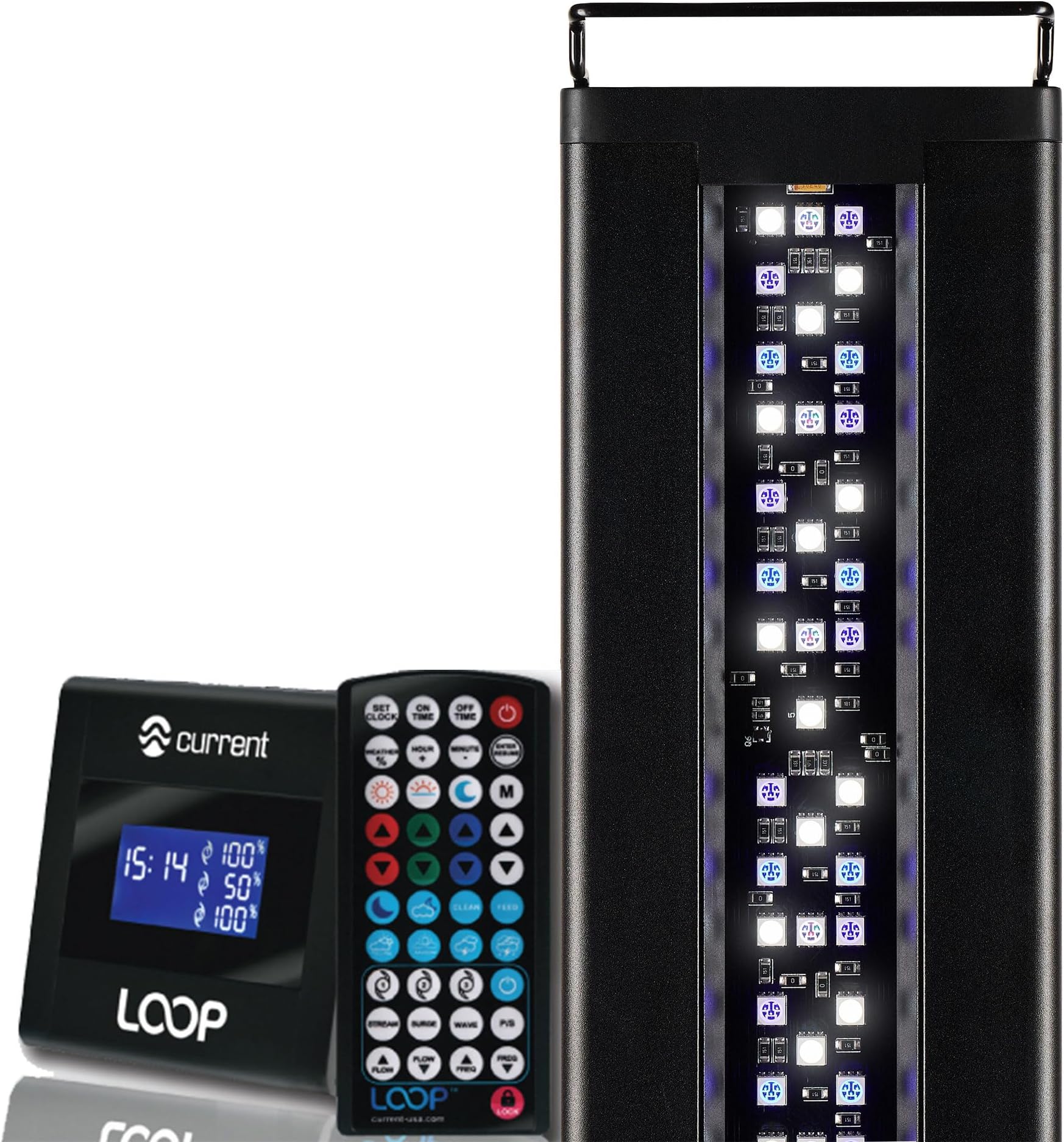 USA 24-36" Inch Orbit Marine LED Saltwater Reef Marine Aquarium Light | 24 Hour IR Lighting & eFlux Wave Pump Control | Adjustable Color Spectrum for Fish Tank (4101)