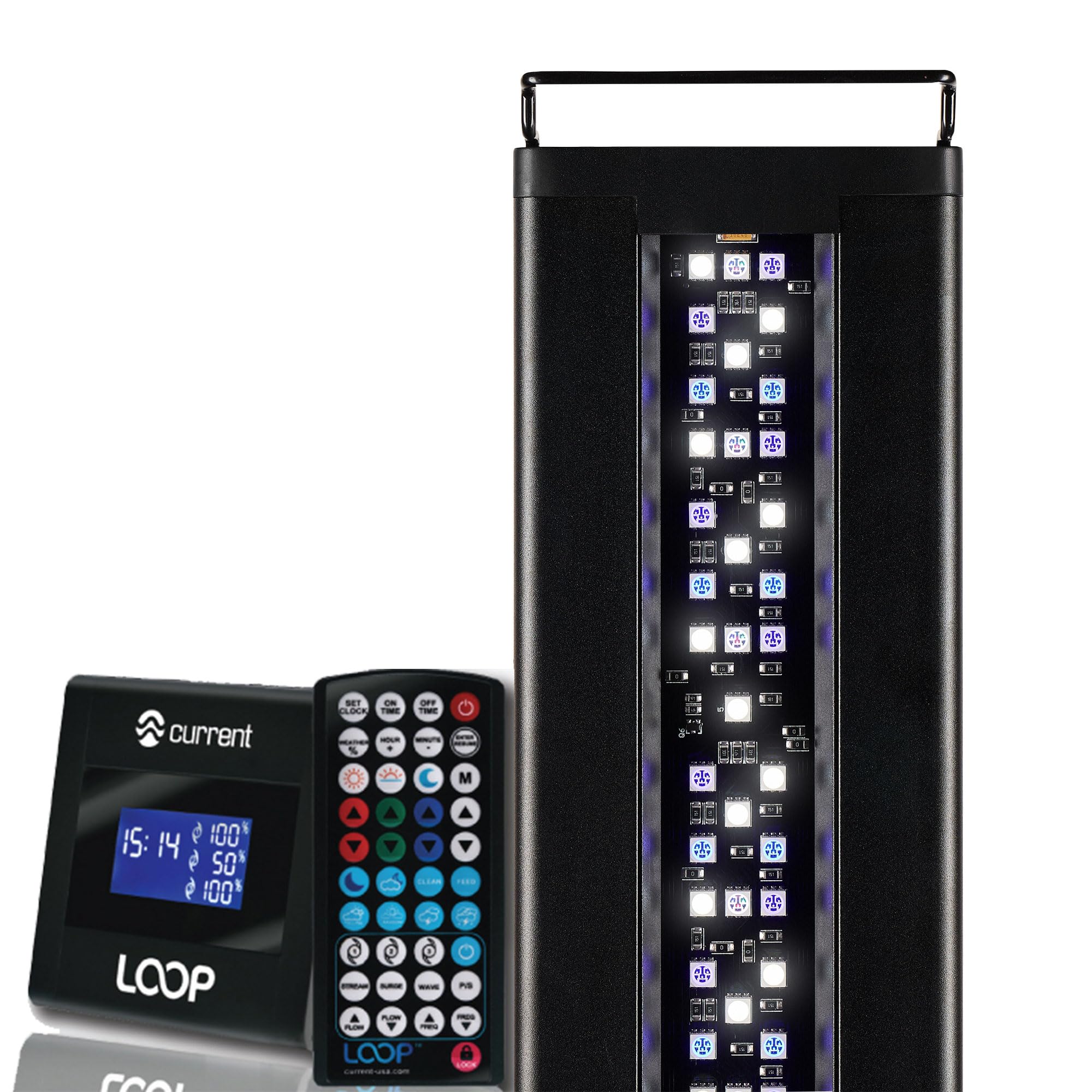 Current USA 24-36" Inch Orbit Marine LED Saltwater Reef Marine Aquarium Light | 24 Hour IR Lighting & eFlux Wave Pump Control | Adjustable Color Spectrum for Fish Tank (4101)