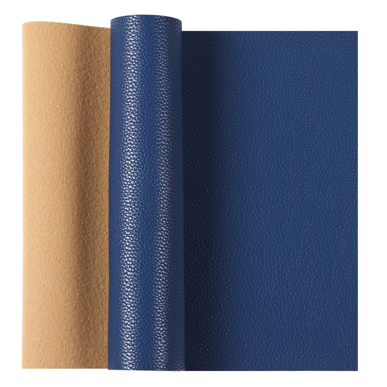 Solid Color Faux Leather Sheets Lychee Texture Leather Fabric Perfect for Craft DIY Handmade Projects Hair Bows Earrings Crafts Key Chain 1 Roll 8.2" x 53" (21 cm x 135 cm) (Blue)