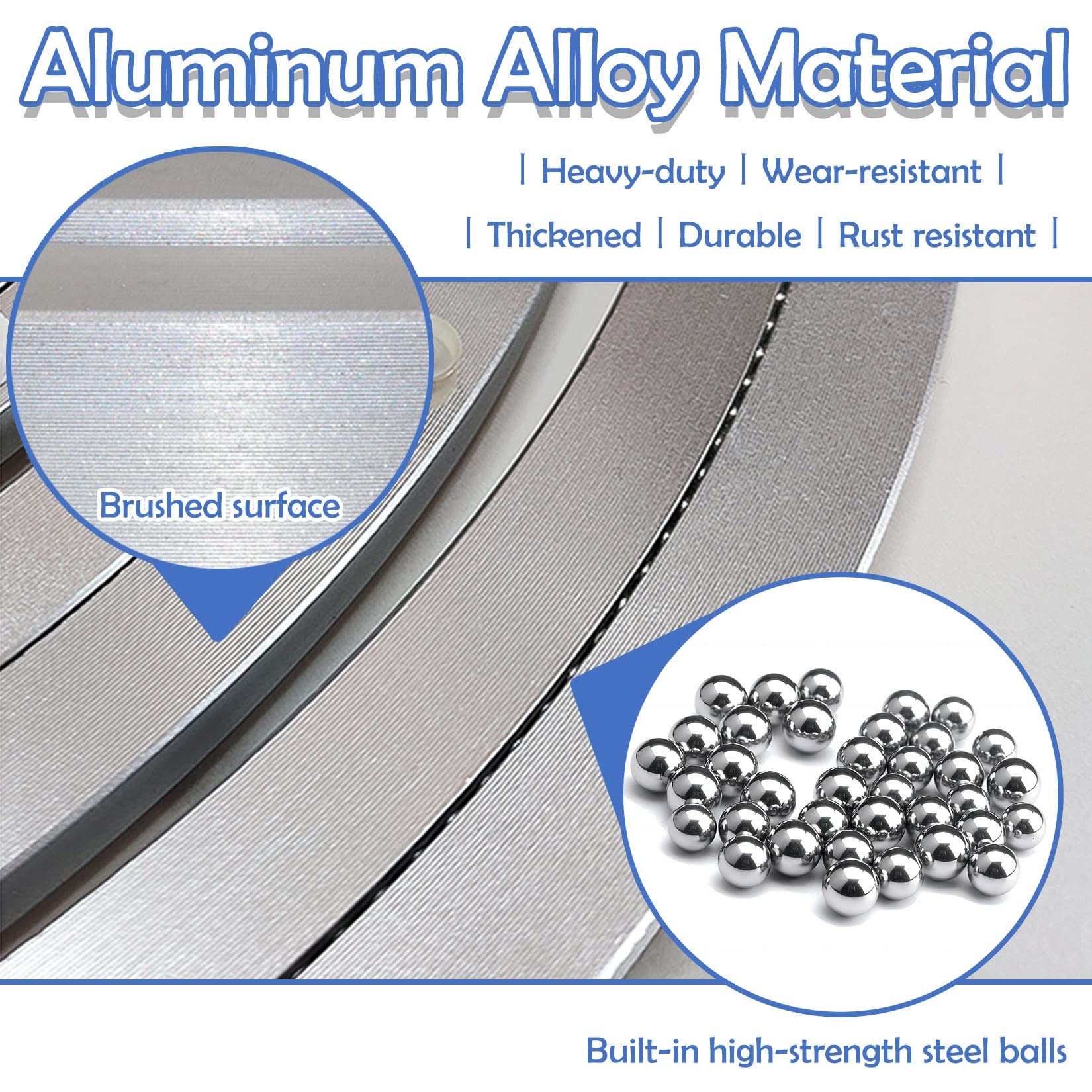 Plateau Tournant Lazy Susan - Roulement à Billes Lourd - Capacité 55 Kg (200 Mm) - Alliage Aluminium - Pour TV, Gâteau, Présentation - 5