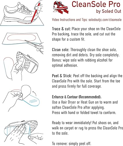 Miniatura 5 de CleanSole - Protectores de suela Pro (2 hojas, 35 mil de grosor), marca propiedad de Estados Unidos, agarre texturizado, se adapta a cualquier
