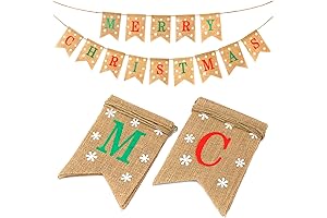 Vintage Burlap Banner Garland for Christmas Cheer