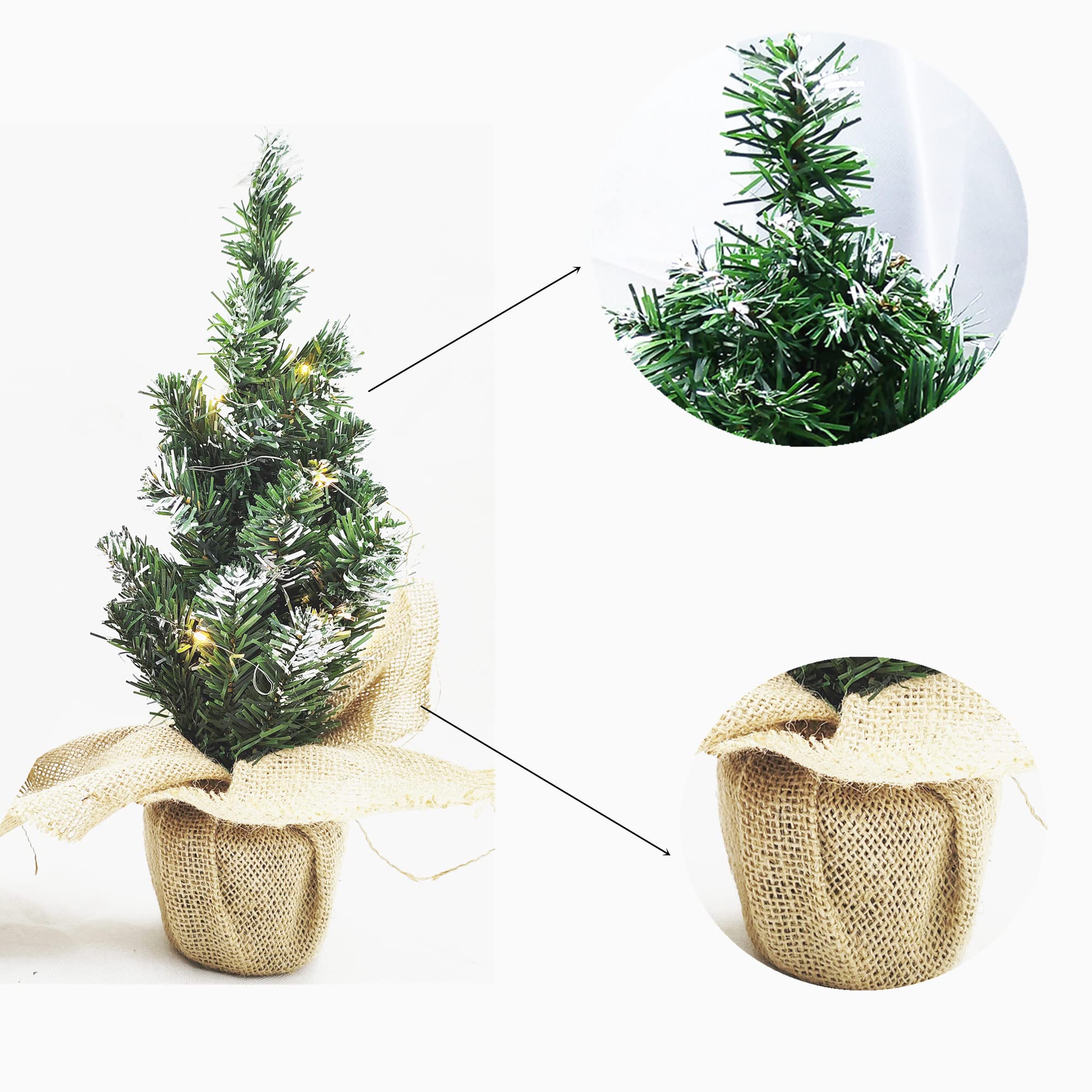 Amazon.co.jp: 人工のミニクリスマスツリー LEDライト10個付き 11.8