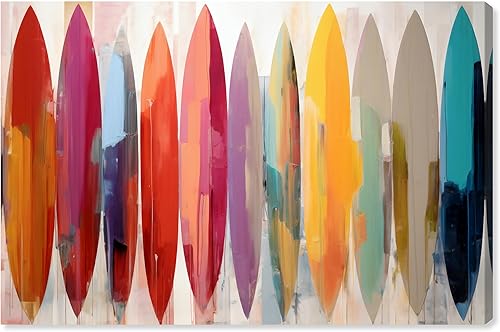 Wynwood Studio Lienzo enmarcado contemporáneo náutico y costero, tablas de surf abstractas, arte de pared para sala de estar, dormitorio y baño, 36