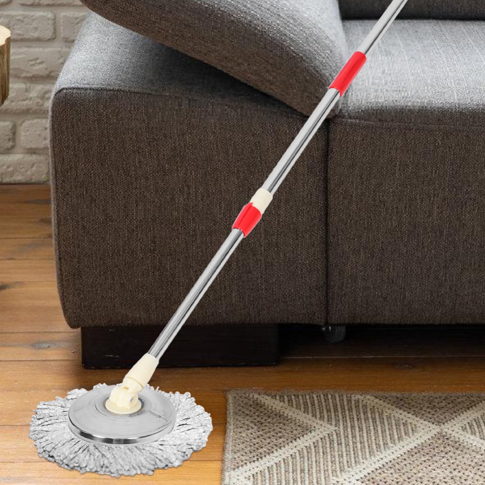 Alipis Varilla de Trapeador Giratoria de Repuesto de Acero Inoxidable Azul | Desmontable, Función Giratoria, Apta para Baldosas y Madera Dura, Pieza de Recambio para Uso Doméstico