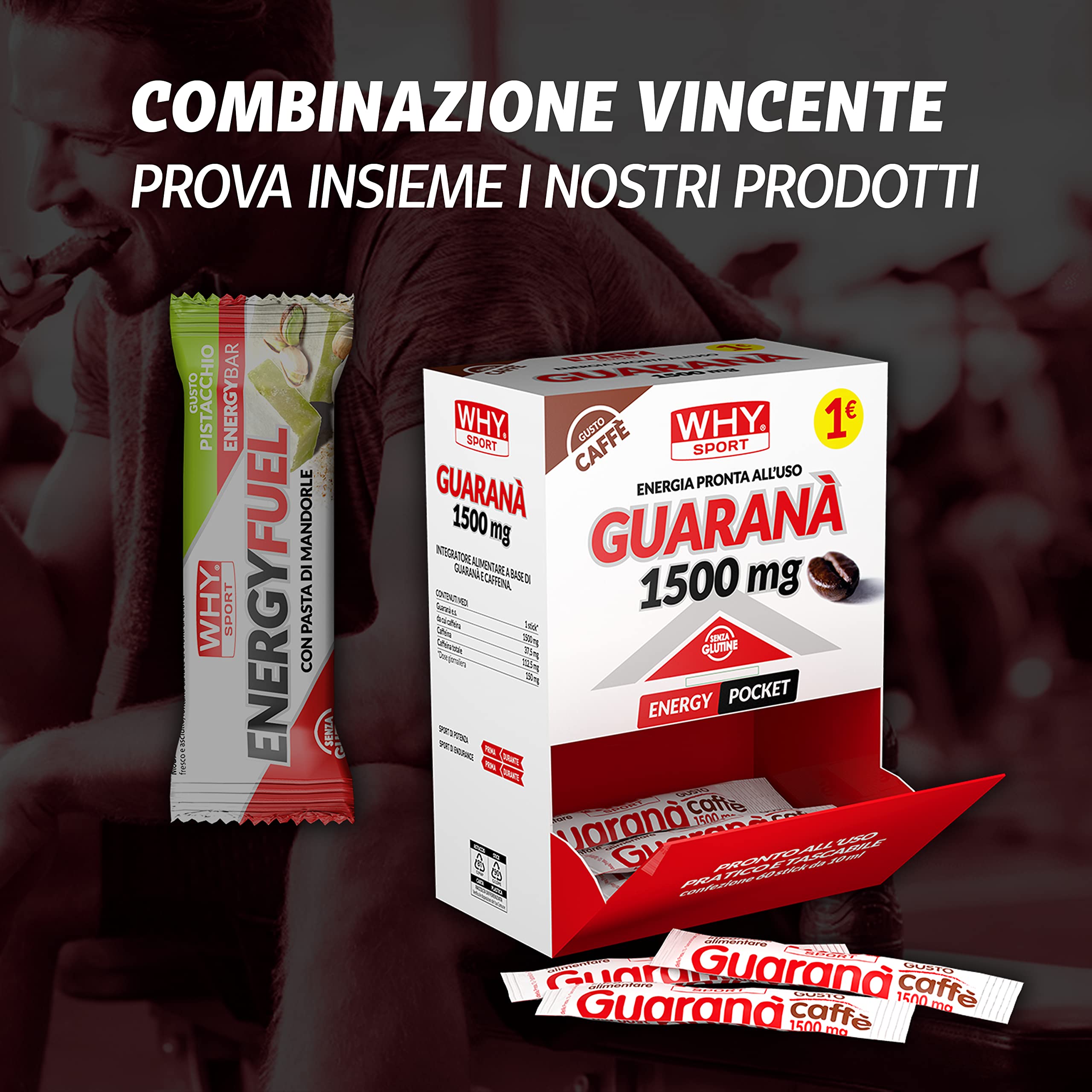 WHY SPORT ENERGY FUEL - Barrette Energetiche con Pasta di Mandorle – Energy Bar Gusto Pistacchio - Box da 28 Barrette - 30 gr