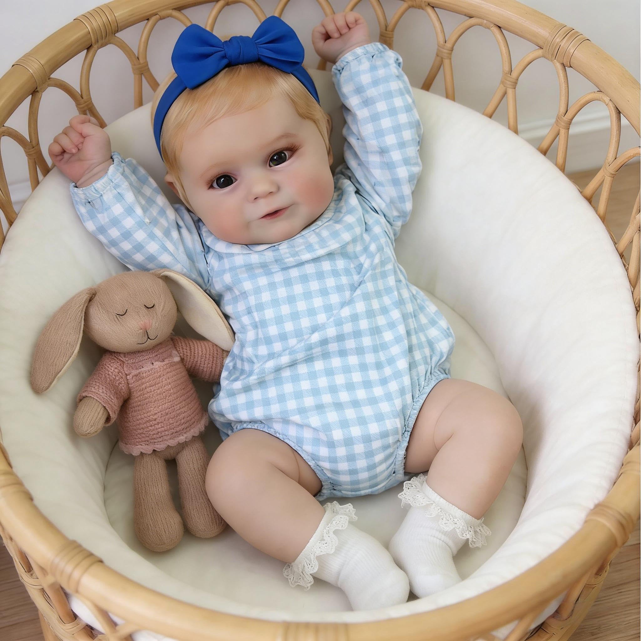 RXDOLL 50CM Reborn Baby Mädchen Vollvinyl, Reborn Baby Vollsilikon Lebensecht, Lebensechte Babypuppen, Puppe Wie Echtes Babys, Reborn Puppen Lebensecht Mit Zubehör