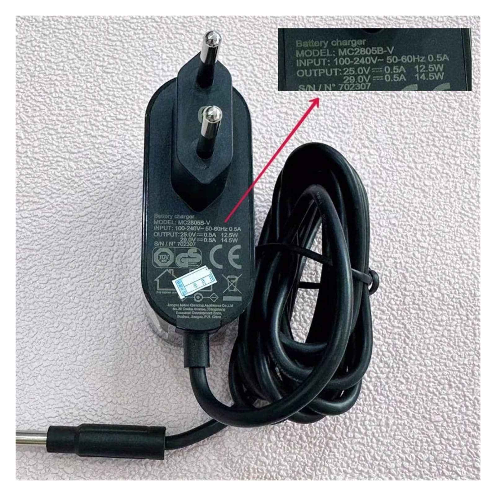 Caricabatterie MC2805B-V 0,5 A 25 V UE, compatibile con aspirapolvere Midea V5 P5s P6 500 mA