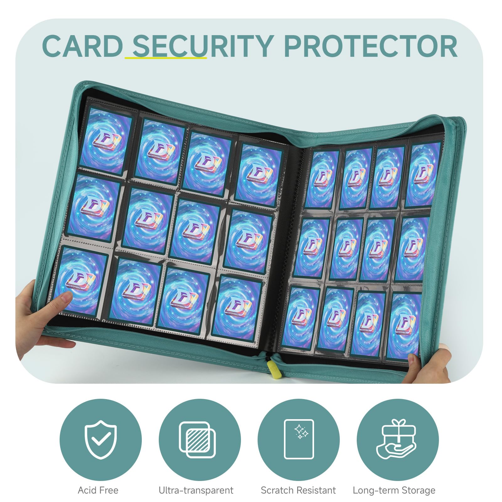 Carpeta para tarjetas con 12 bolsillos, álbum de tarjetas coleccionables para 720 tarjetas coleccionables, álbum de doble cara con cremallera, carpeta de tarjetas para MTG, TCG, tarjetas deportivas