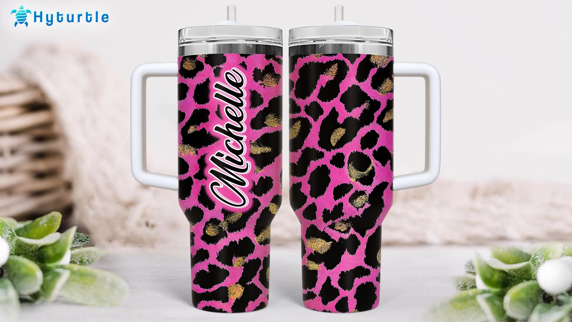 Amazon.com | Hyturtle Personalized Black Pink Leopard Print