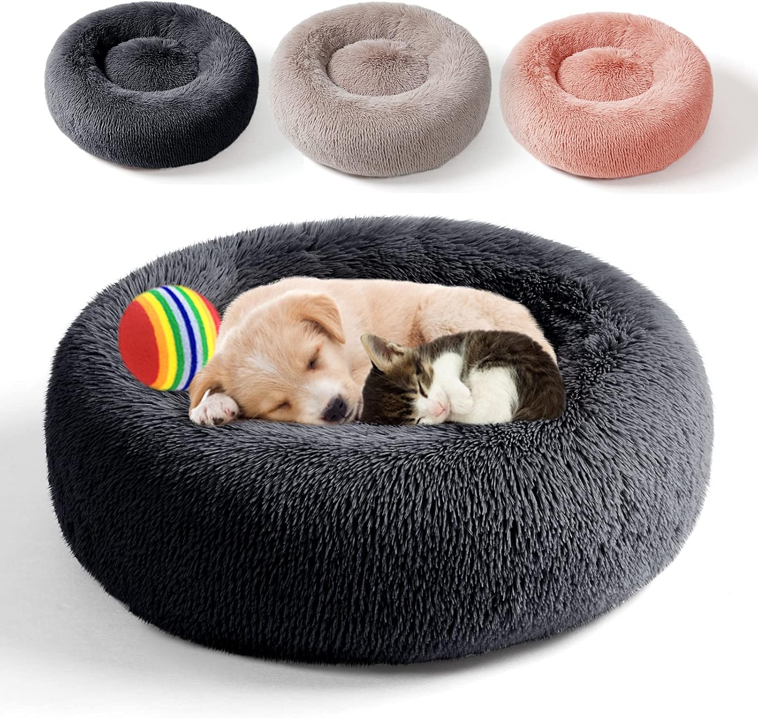 AthenaBedding Cozy Soft Plush Dog & Cat Bed, Original Calming Anti