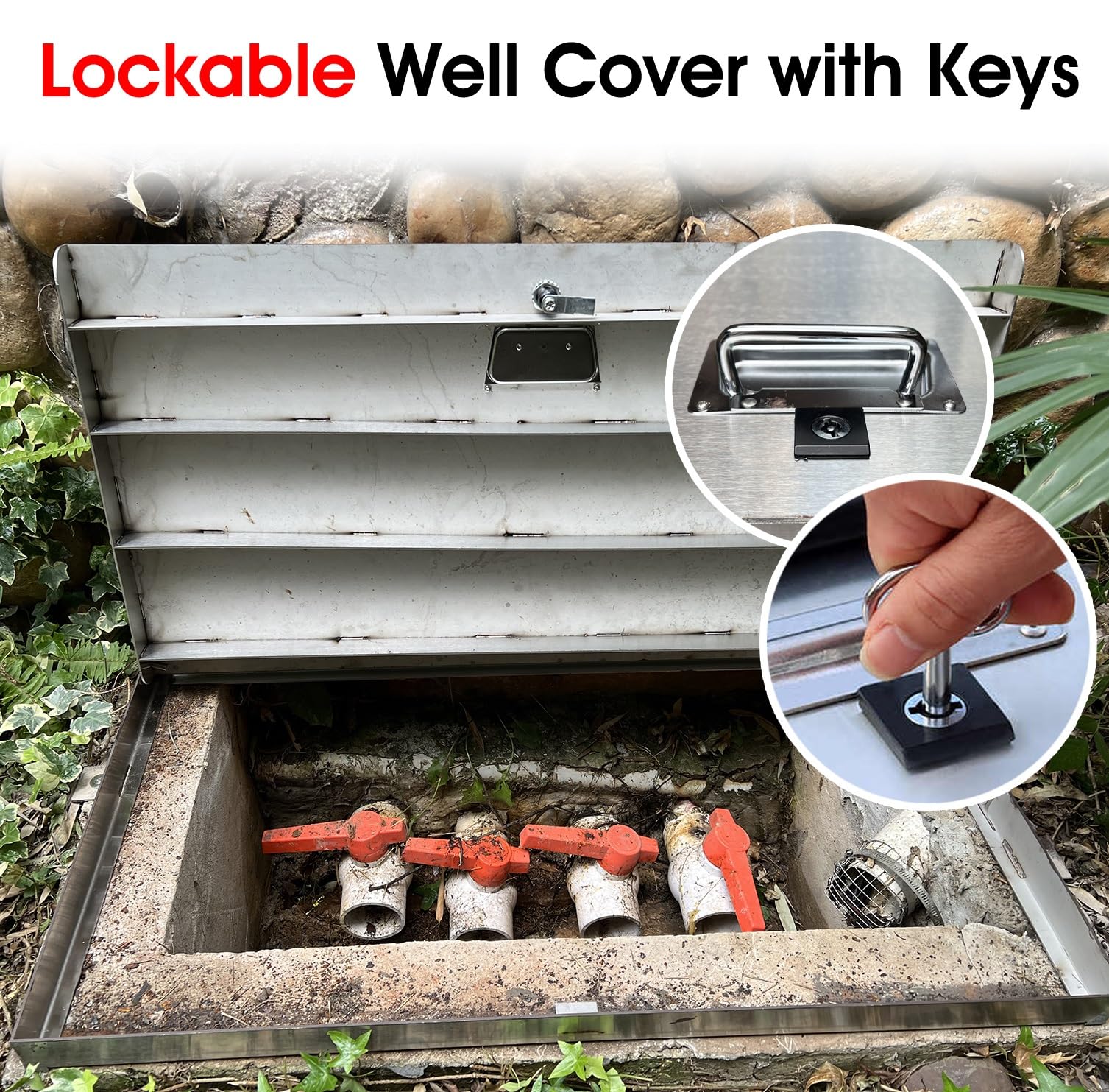 Couvercle de regard antivol personnalisable – Trappe d'accès au sol verrouillable pour cour, toit et sous-sol – Panneau d'inspection durable (110 x 65 cm)