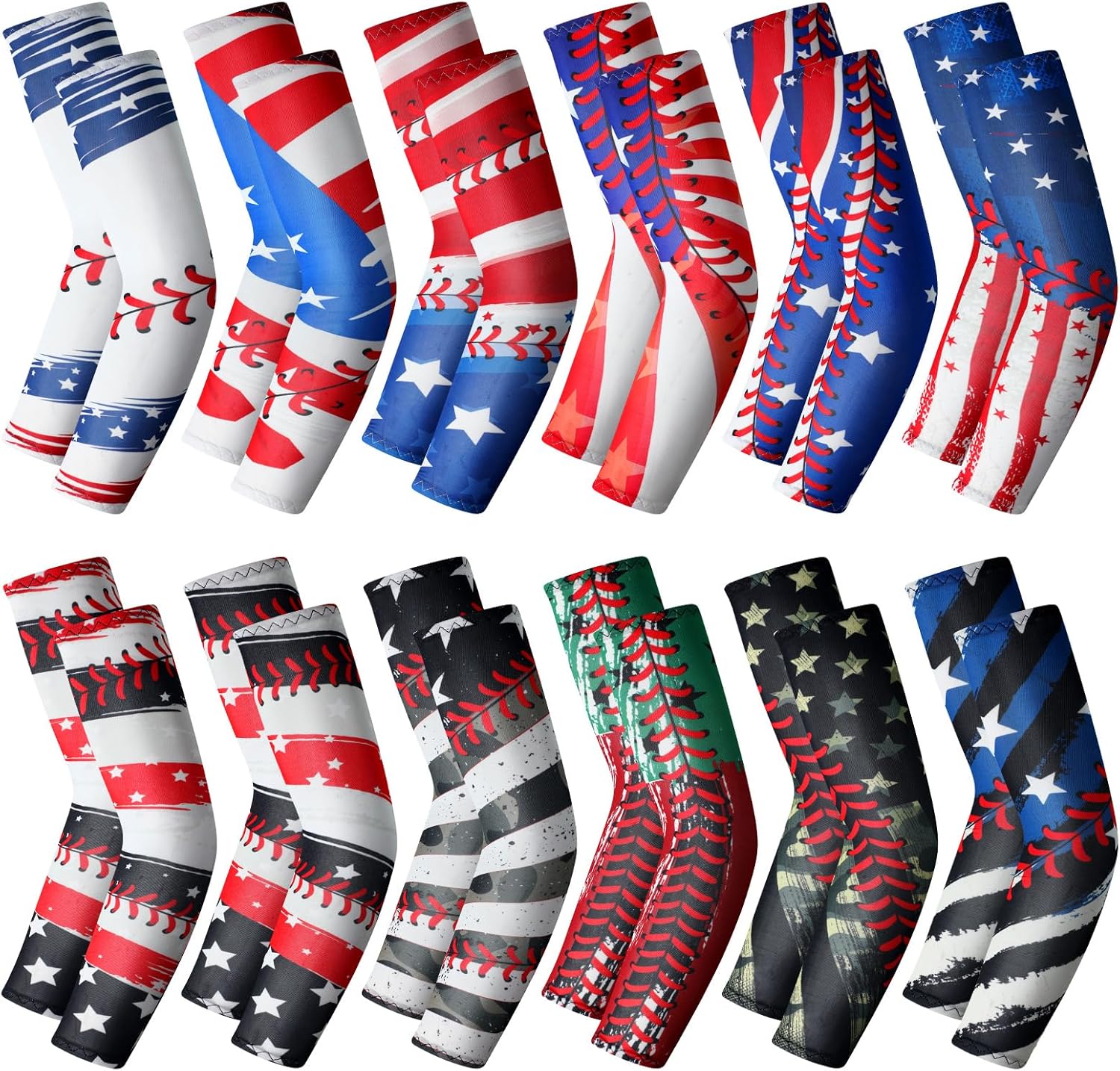 12 Pairs Baseball Arm Sleeve Youth Sports Elbow Compression Basketball Shooter Sleeves Sun Protection Anti Slip