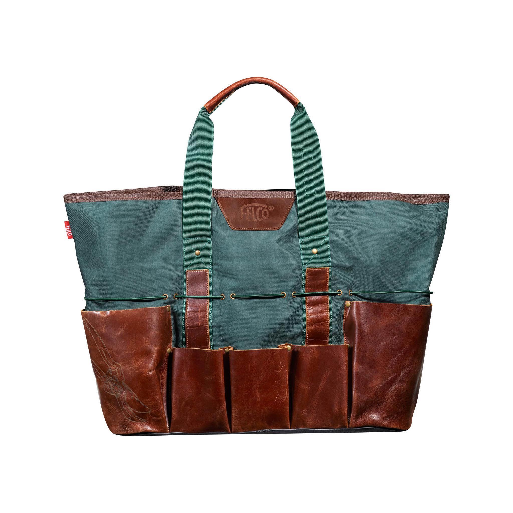 FELCO 481 Gartentasche aus robustem Canvas und Leder, wasserdicht, mehrere Fächer für Werkzeuge und Zubehör, praktische und langlebige Transporttasche