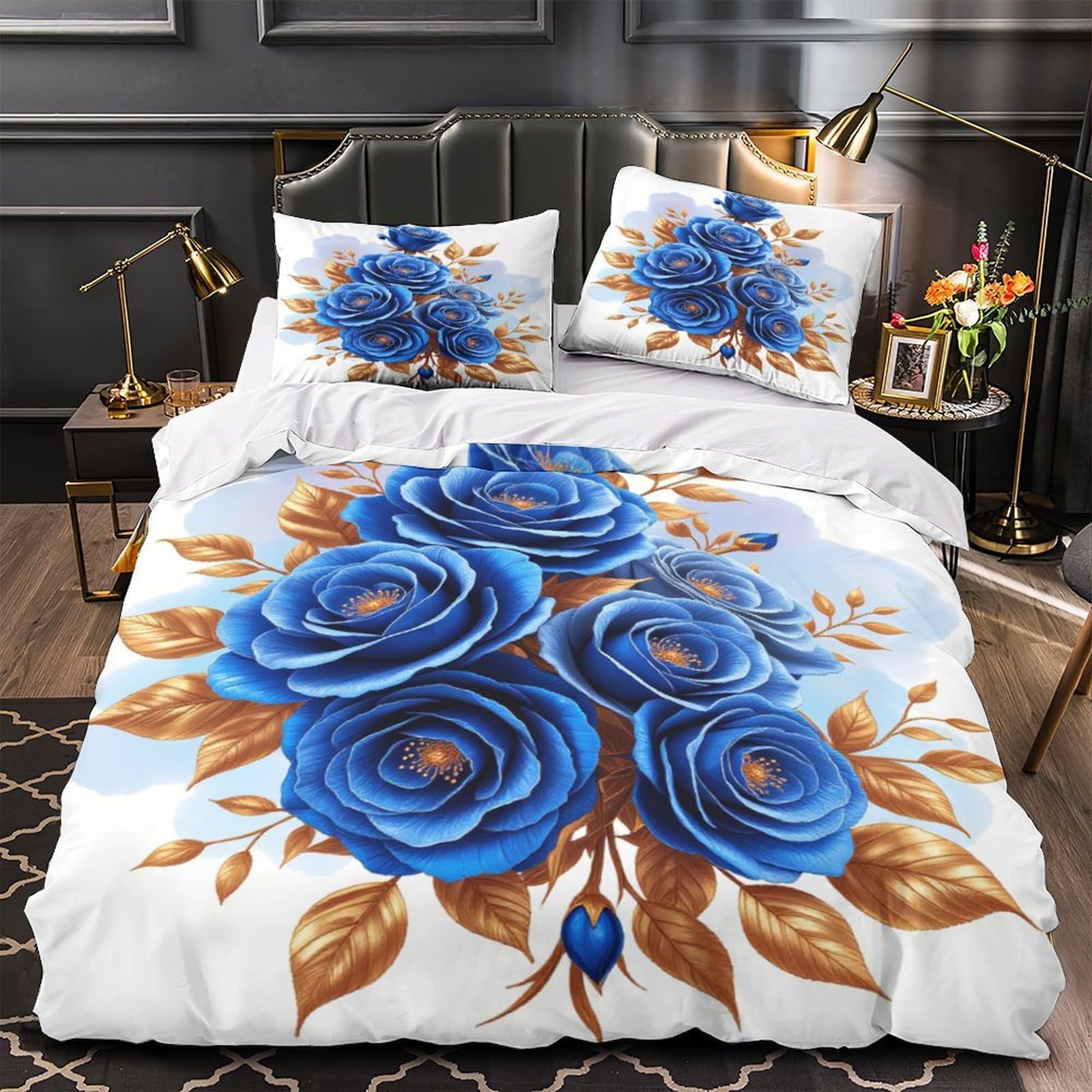 Parure de lit papillons bleus 260x220 cm en microfibre douce