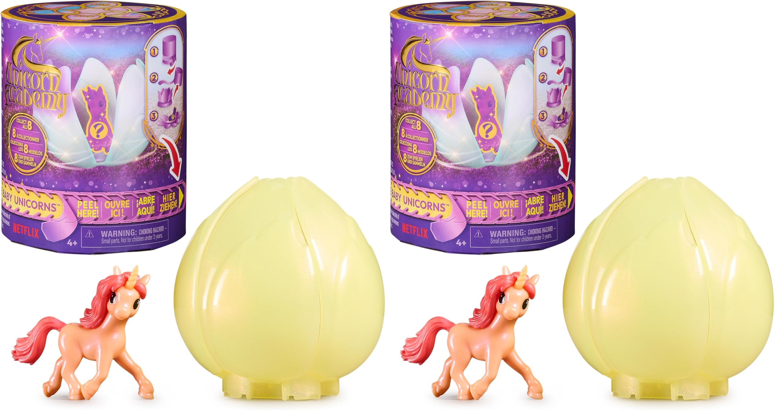 Unicorn Academy Baby-Einhorn Sammelfigur - Überraschungs-Einhorn in magischer Blüte zum Spielen und Sammeln, passend zur beliebten Netflix-Serie, für Kinder ab 4 Jahren (Packung mit 2)