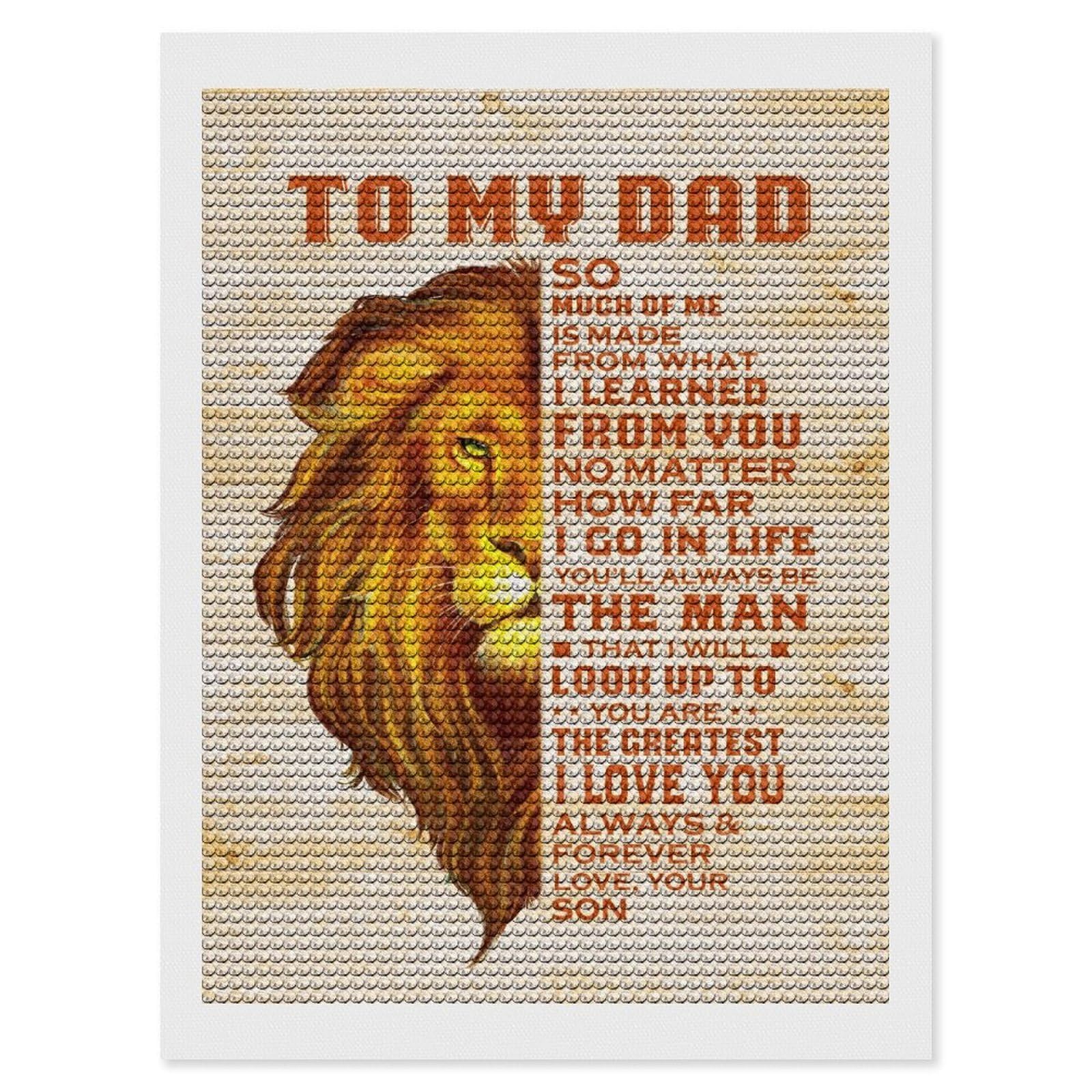 Junmoney to My Dad Crystal Diamond Art Kit 12"x16", Round Gems, Detailed Printed Canvas, Creative Gift Idea, Vintage Style Decor
