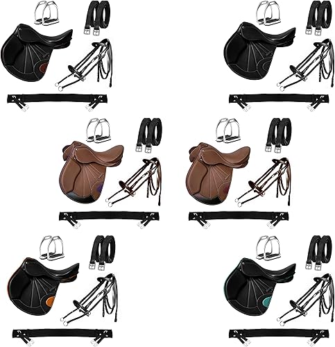 C - Tachuelas de cuero hechas a mano con todos los fines en inglés de cierre de contacto, para saltar de caballo, obtén correas de estribos de