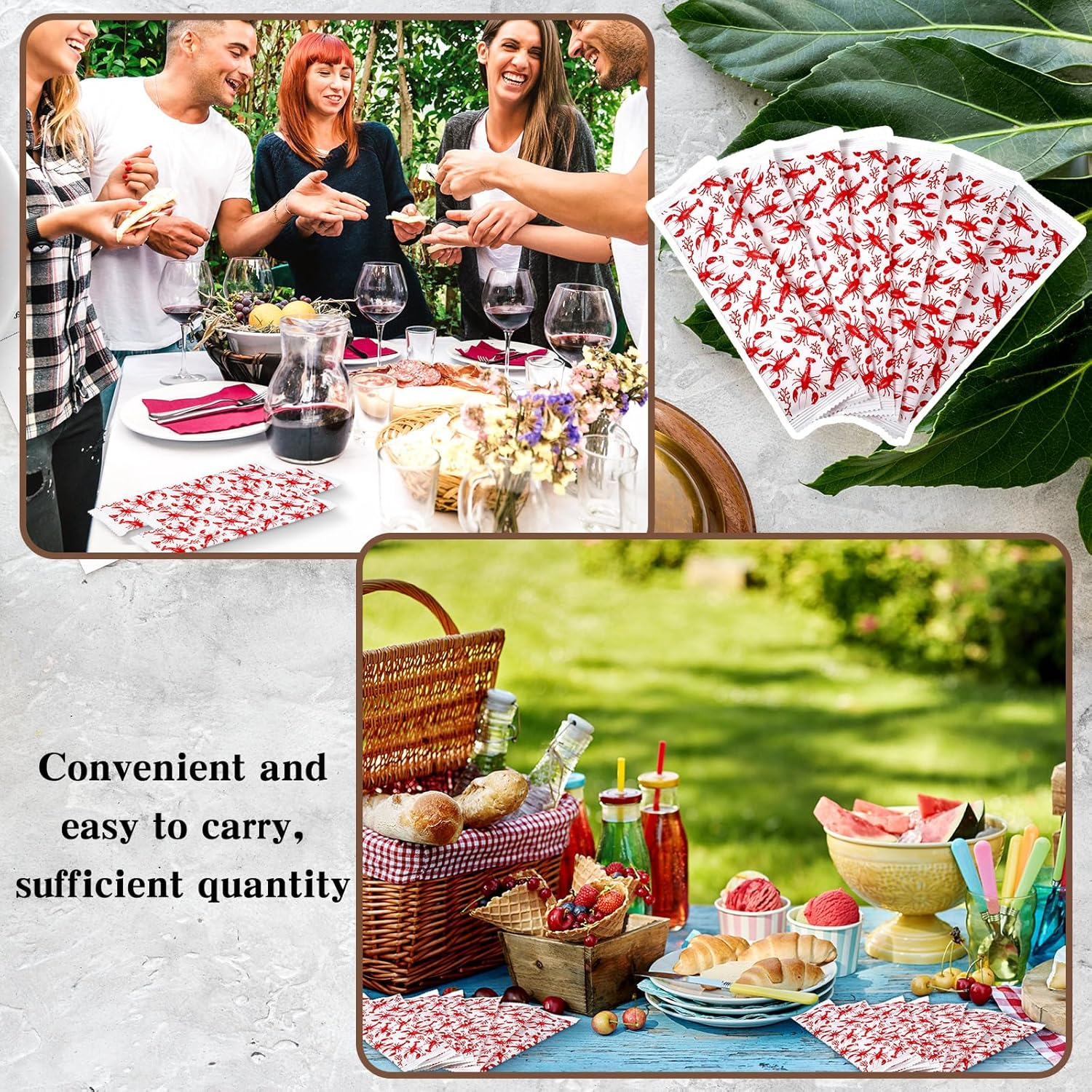 250 Pcs Lobster Wet Wipes Bulk BBQ Hand Wipes Individually Disposable Cleaning Wrapped Hands Grill for Outdoor Barbecue Picnics Crawfish Seafood Boil Catering Restaurant Summer Supplies