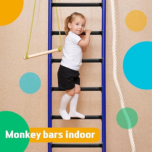 Miniatura 6 de Dunzy Juego de 12 barras de mono, accesorios para columpios, juego de peldaños de escalera, kit de herramientas de acero con tornillos para placas