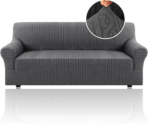 H.VERSAILTEX Fundas de sofá jacquard para sofás de 3 cojines, 1 pieza, fundas elásticas para sofá, protector de muebles antideslizantes, suaves y