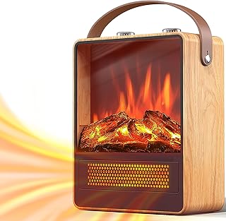 Electric Fireplace Heater for Indoor Use, 1500W/750W Space Heater Fireplace with 3D LED Flame, Double Safety Protection, Portable Fireplace Heater for Home Office Christmas Decoratio, Oak