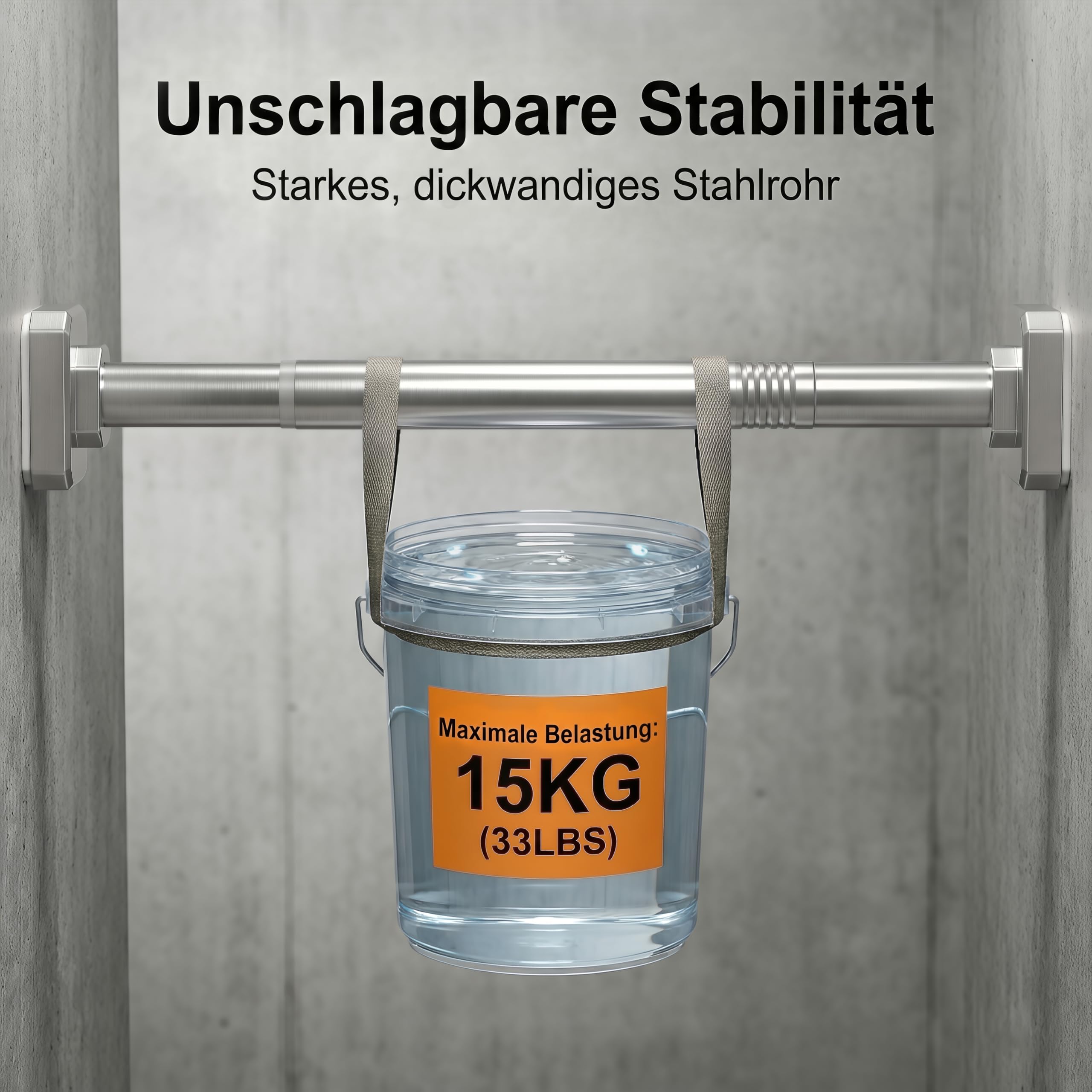 Barra telescópica ajustable de acero inoxidable, sin taladrar, para baño, dormitorio, cocina, salón, armario (plata, 65-249 cm)