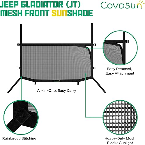 Miniatura 9 de Parasol de malla para Jeep Gladiator, cómoda parte superior suave de malla con correas fuertes para Jeep Gladiator (2018-2023), accesorios Jeep