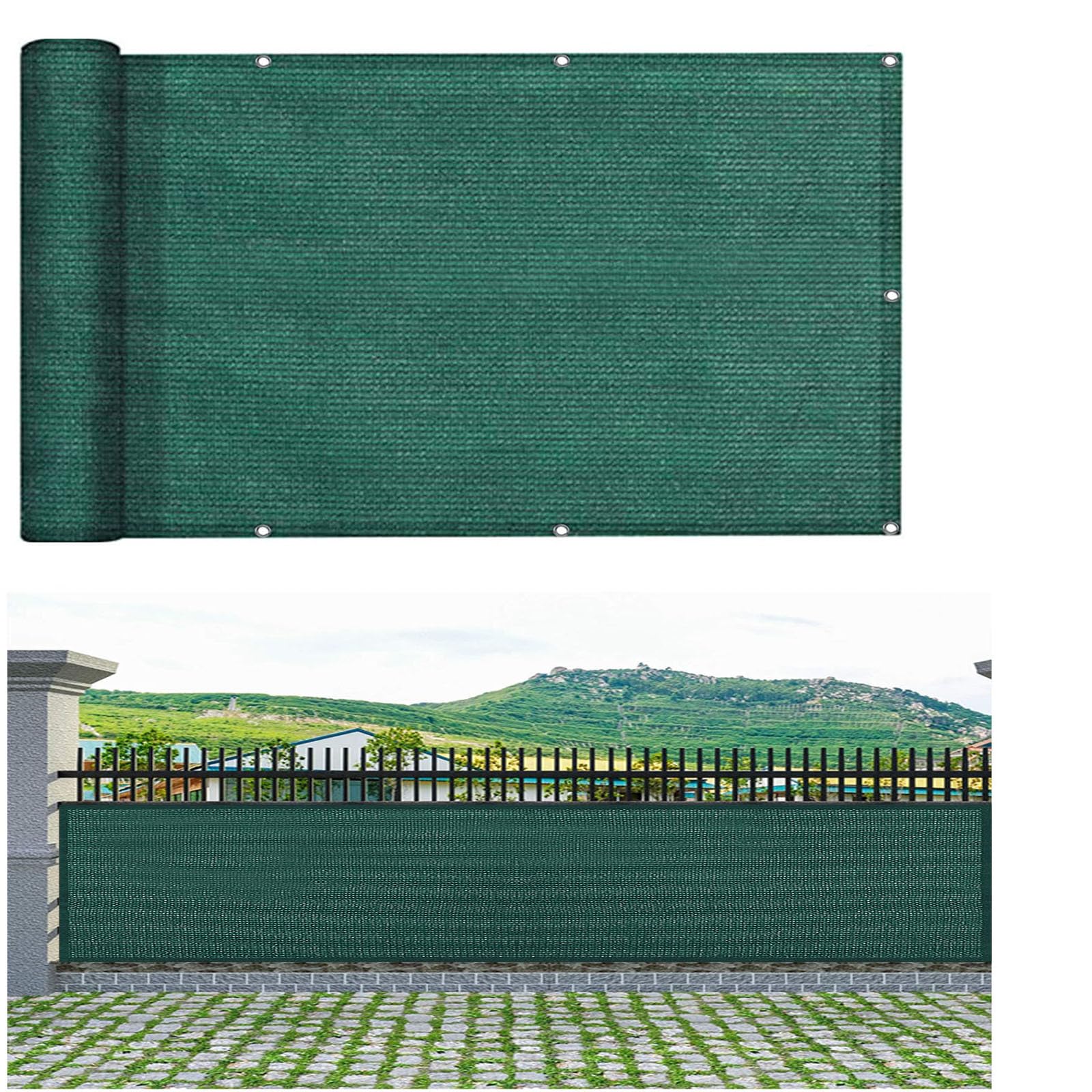 Rete Ombreggiante per Balcone 135 x 250 cm HDPE Protection UV Opaque Résistant Au Vent Vert Foncé