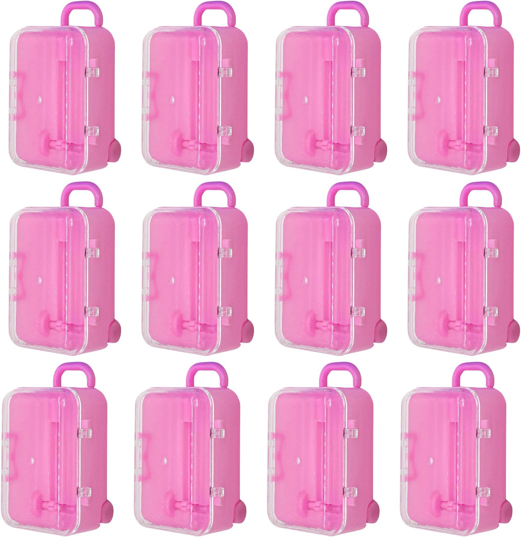 AUEAR, 12 Pack Cute Miniature Travel Case Box Candy Box Party Reception Candy Gift Box Suit for Barbie Wedding Party Decoration (Pink)