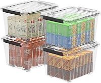 Vista 1 de 4 contenedores de almacenamiento de plástico de 60 cuartos de galón, caja de almacenamiento, paquete de 4, contenedor organizador con ruedas, tapa