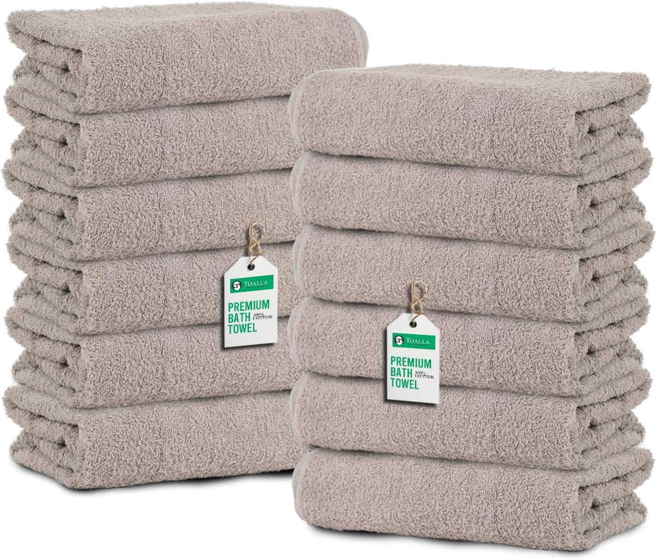 ( color black)TOALLA_ Bath Towels_27x54_Pk 12_Beige Bath Towels (12-Pack, 27W X 54 L Inches) Beige Color- Cotton Towel for Gym, Bath, Spa, Shaving, Shampoo, for Daily use, Large Bath Towel - Pack of 12 - 27x54 Inches Beige