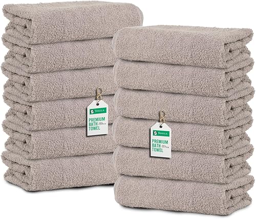 Paquete de 60 toallas de baño blancas a granel de 20 x 40 pulgadas, toallas de baño económicas baratas para usos comerciales, gimnasio, salón, spa y