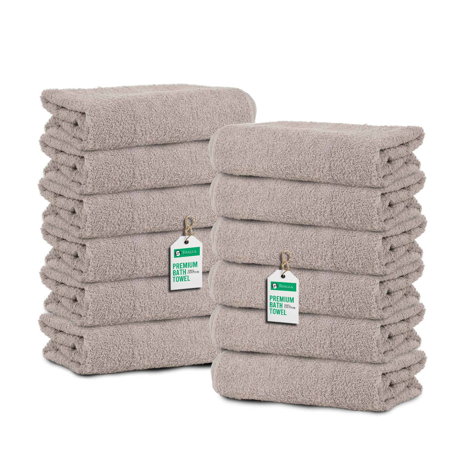 Asciugamani da bagno_27 x 54_Pk 12_Asciugamani da bagno beige (confezione da 12, 27 W x 137 L) Beige - Asciugamano in cotone per palestra, bagno, spa, rasatura, shampoo, per uso quotidiano