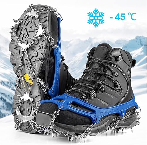 Miniatura 39 de Crampones para la nieve o el hielo, mejor tracción, buen agarre para botas, para hombre o mujer o niños, antideslizantes, con 19 puntas de acero